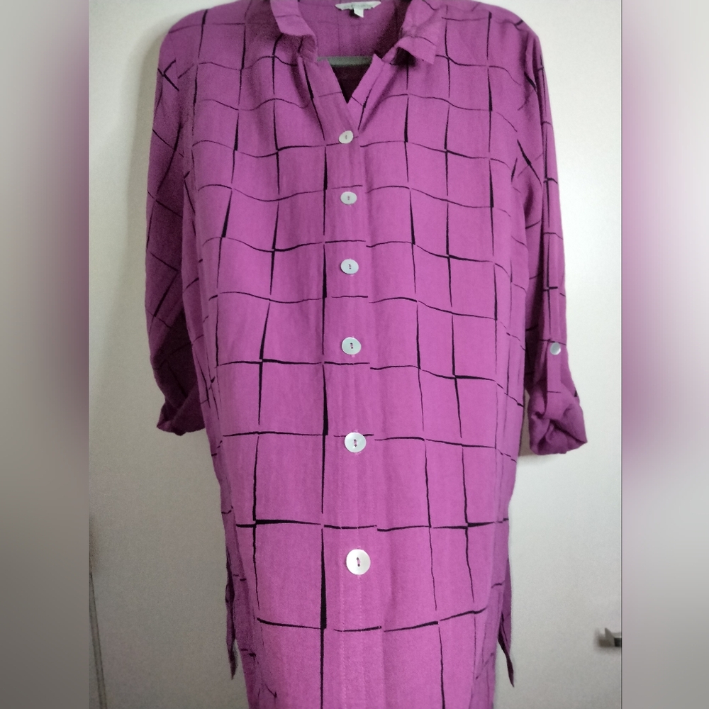 John Mark Magenta Checkered Button Down Shirt - image 4